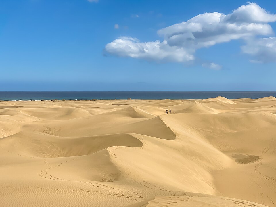 Aerial view of the dunes and beach of Maspalomas, Canary Islands ( ) — travel photo of Maspalomas, Canary Islands