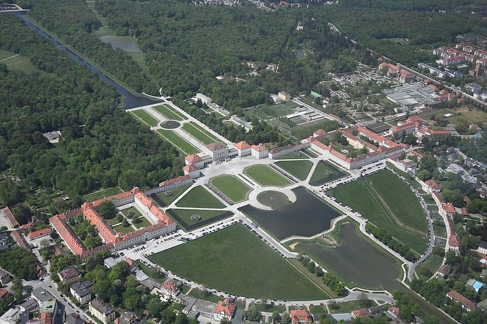 Aerial image of Schloss Nymphenburg — travel photo of Nymphenburg, Munich