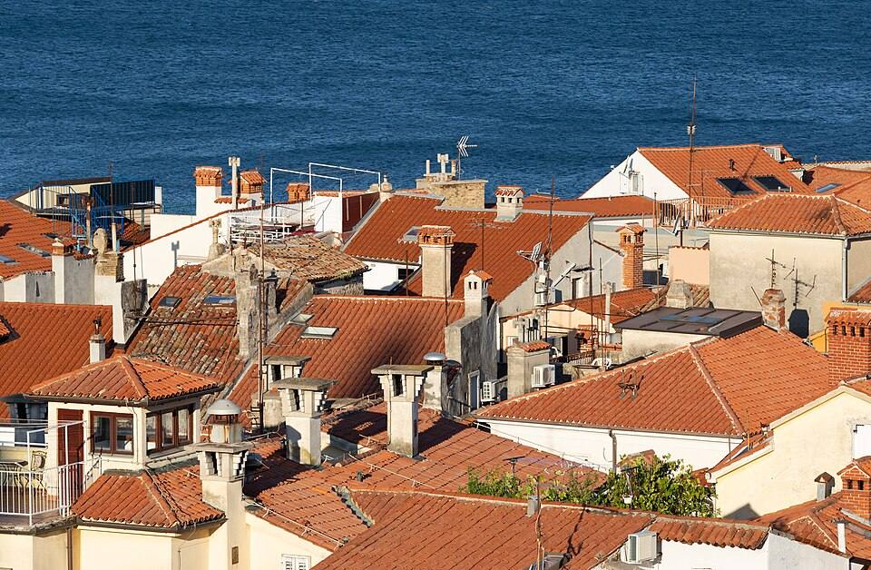 View to Piran from St. George's Parish Church, Piran, Slovenia — travel photo of Slovenia