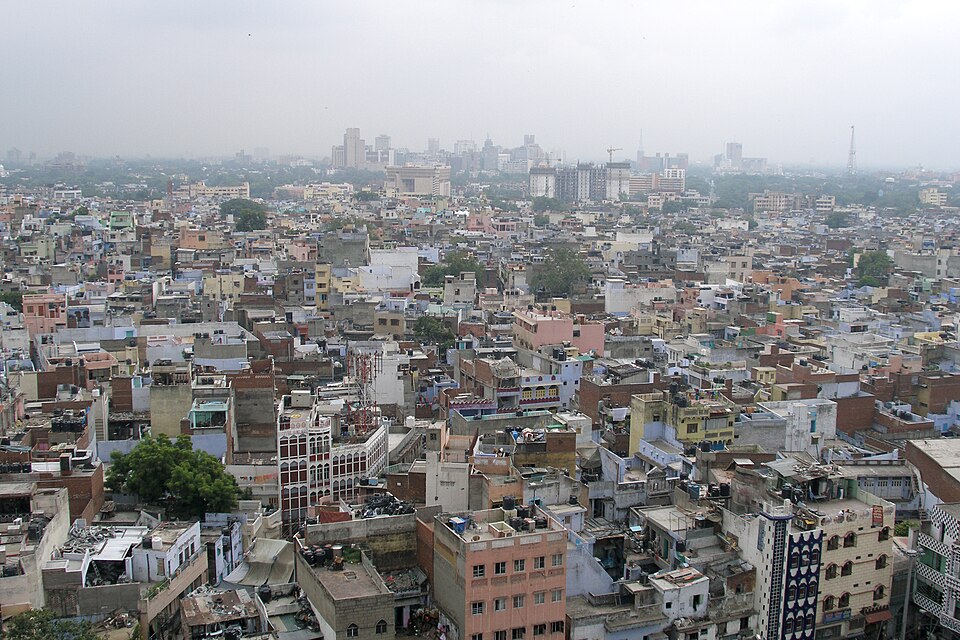Old Delhi city skyline from Jama Masjid, Delhi, India — travel photo of Old Delhi, India