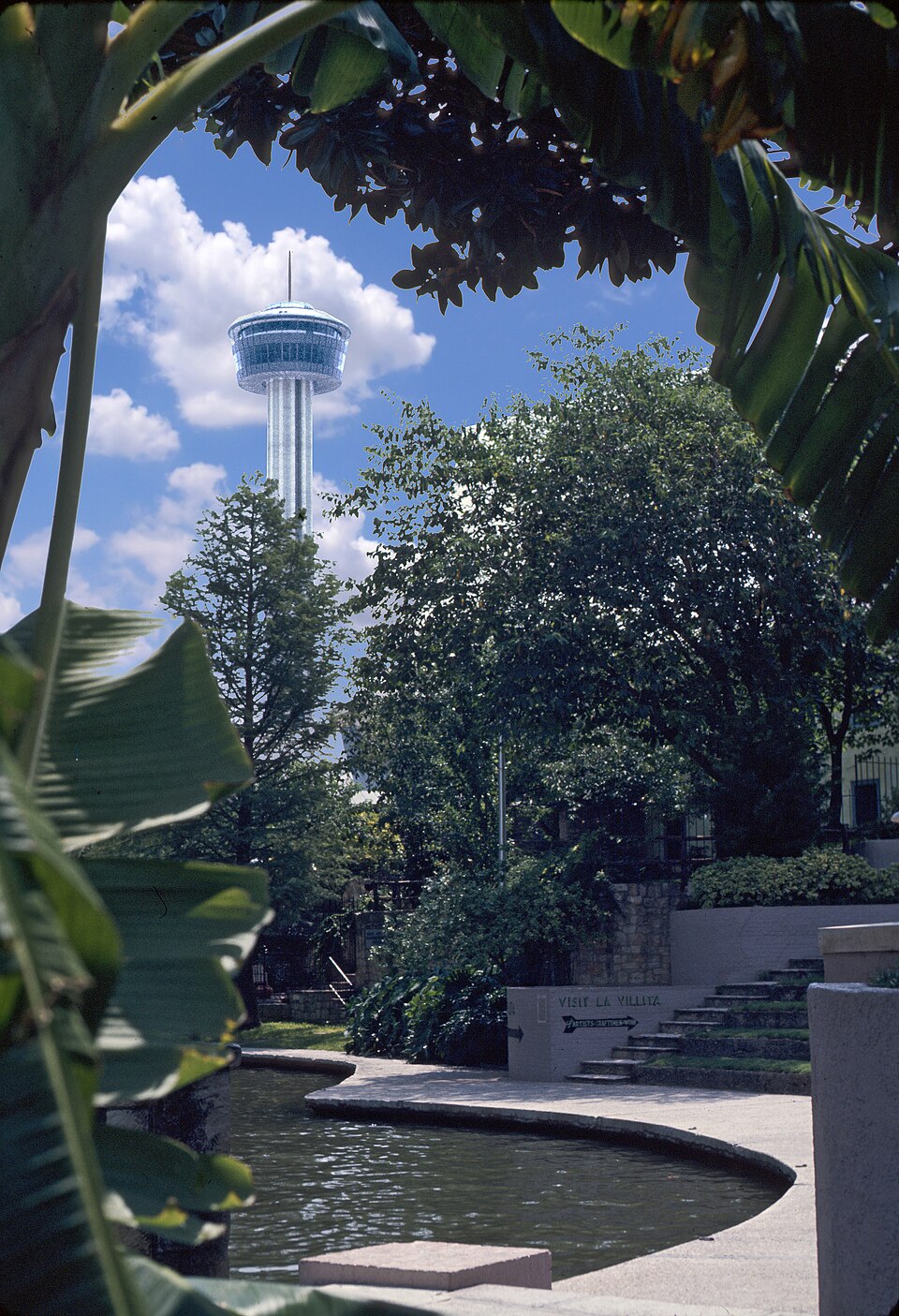 Tower of the Americas from the River Walk -- San Antonio — travel photo of River Walk, San Antonio