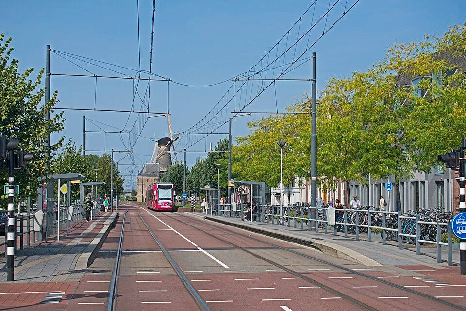 Delft Prinsenhof tram stop seen from the southeast 2 — travel photo of Prinsenhof, Delft