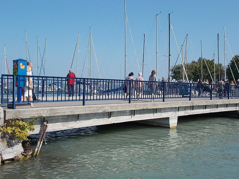Bridge over Lake Balaton at Port of Balatonfüred. - Hungary — travel photo of Balatonfüred, Lake Balaton