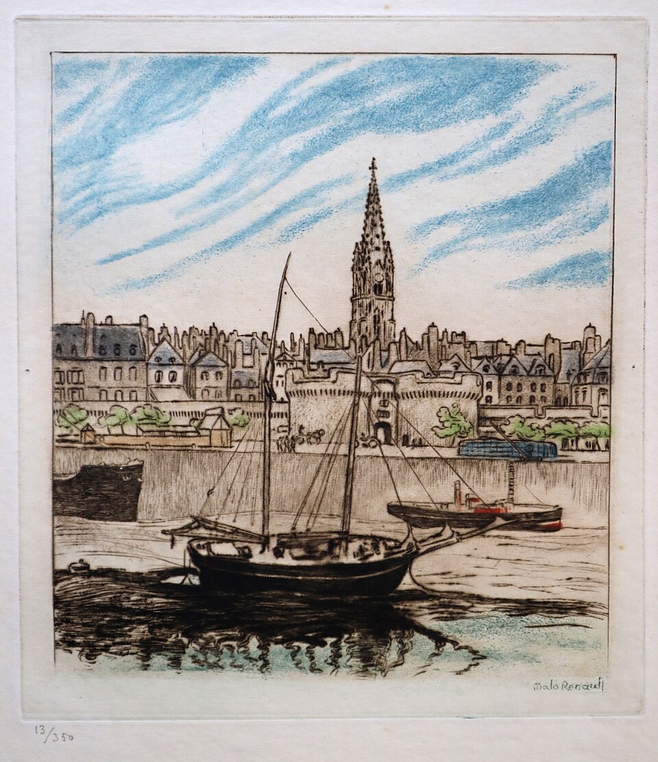 La Grand'Porte de Saint Malo, eau forte, ( x cm) Malo-Renault — travel photo of Saint-Malo, Brittany — Saint-Malo