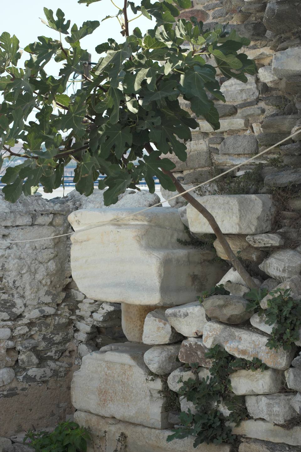 Kastro in Parikia on Paros, remains in the alley behind the castle — travel photo of Parikia