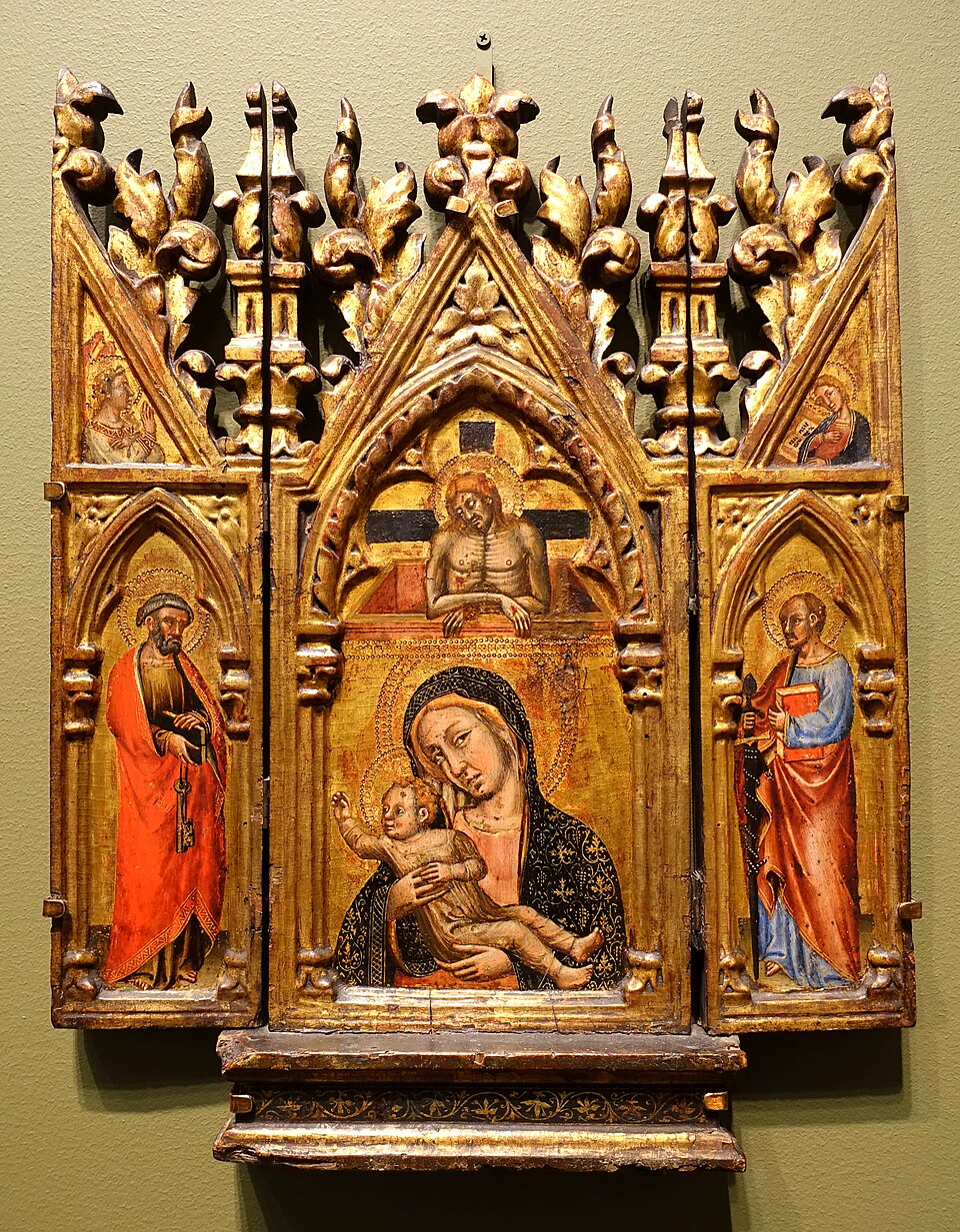 Madonna and Child with Christ, with St Peter and Gabriel, and St Paul and the Virgin, Simone dei Crocifissi, Bologna, tempera on gold panel - Blanton Museum of Art - Austin, Texas — travel photo of The Blanton, Austin