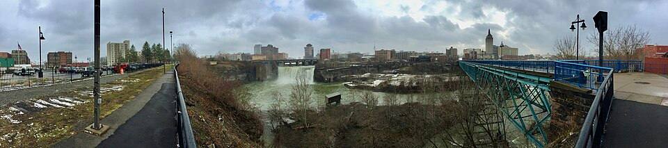 High Falls of the Genesee panorama, Rochester, New York — travel photo of High Falls, Rochester