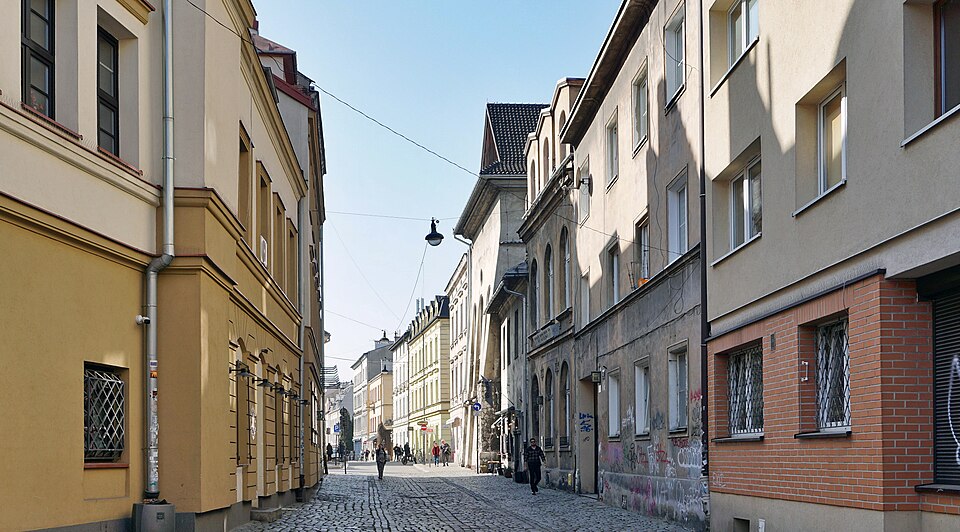 Józefa Street, view from E, Kazimierz, Kraków, Poland — travel photo of Kazimierz, Kraków